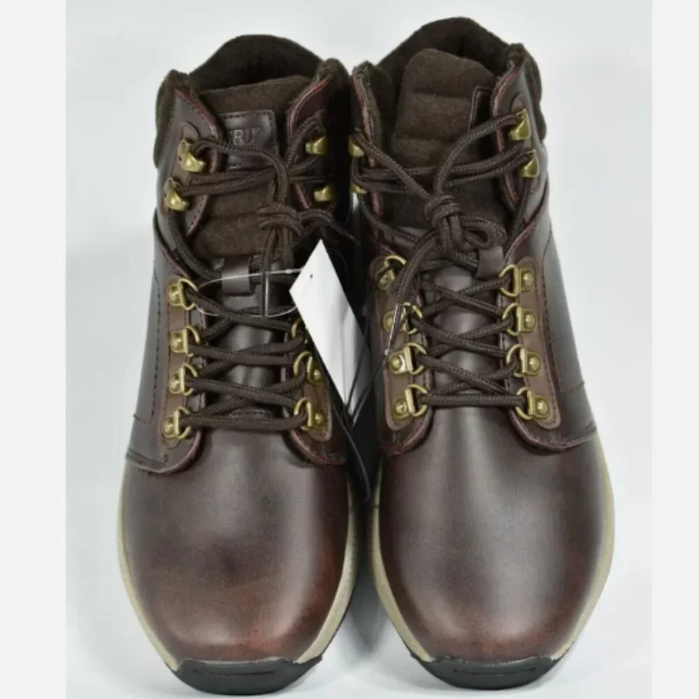 Khombu Men Leather Outdoor Hiker Boots  Memory Foam Waterproof Lightweight